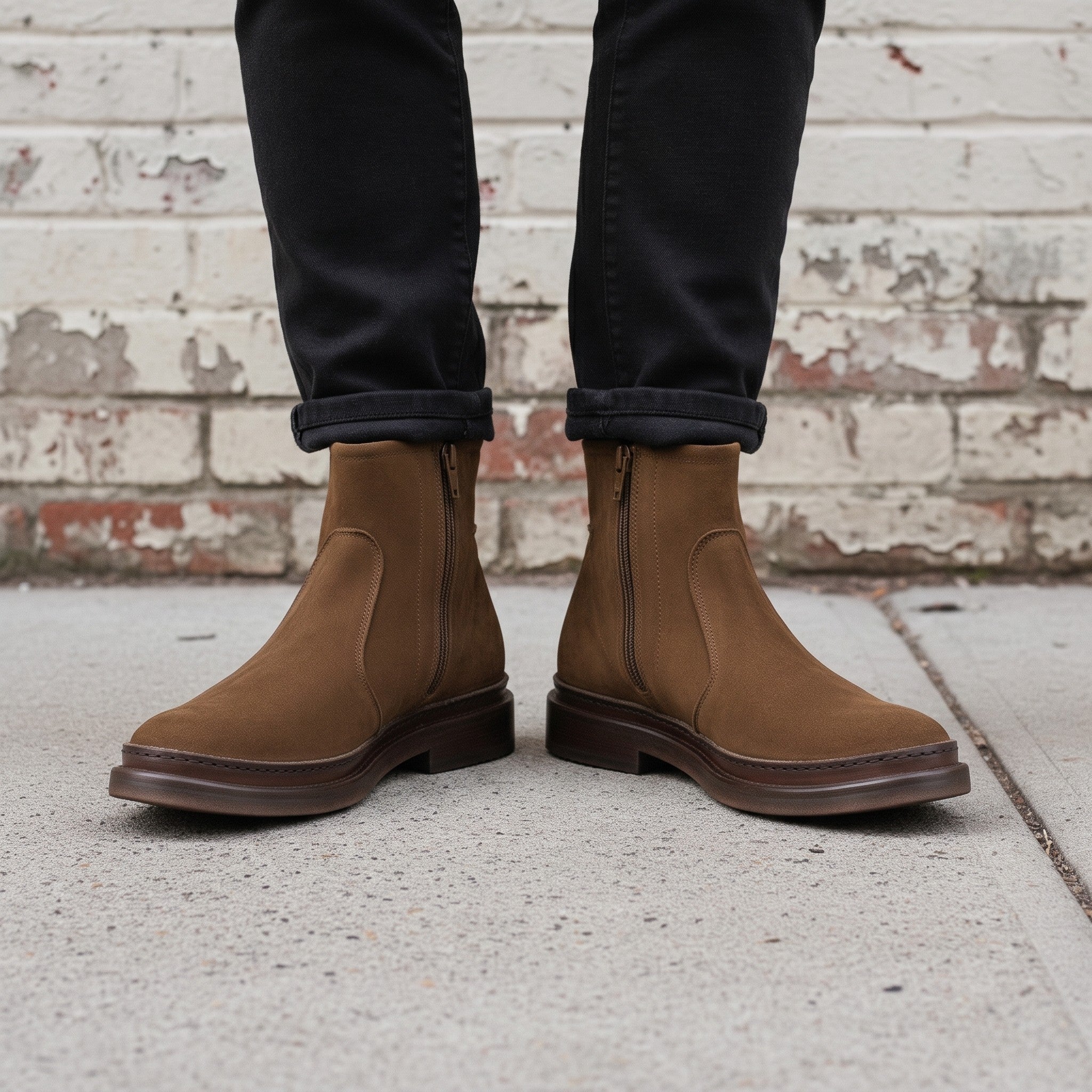 Men's Brown Plain-Toe Suede Ankle Boots — Gresham — Gresham