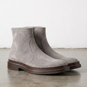 Men's Light Gray Plain-Toe Suede Ankle Boots — Gresham