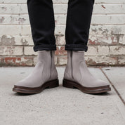 Men's Light Gray Plain-Toe Suede Ankle Boots — Gresham