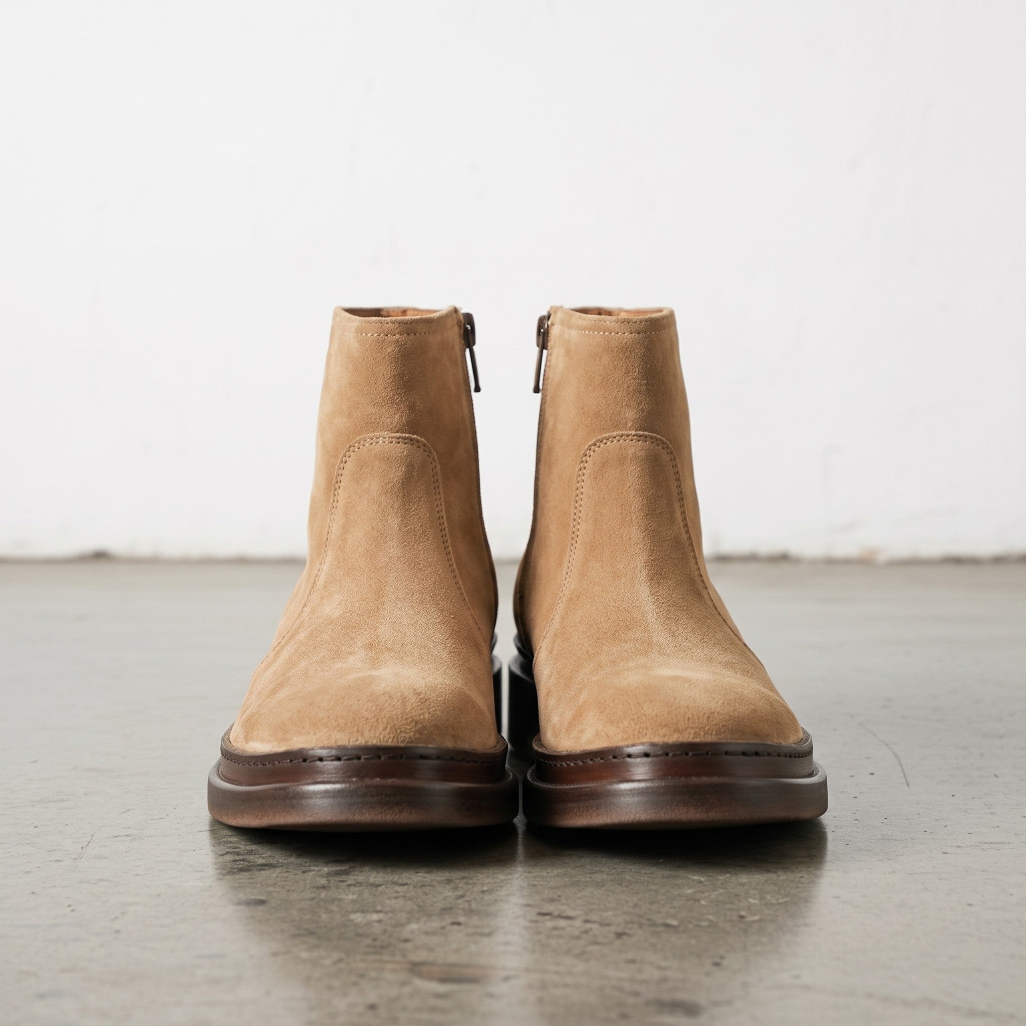 Men's Tan Plain-Toe Suede Ankle Boots — Gresham