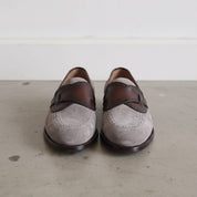 Men's Light Gray Plain-Toe Suede Loafers — Carron