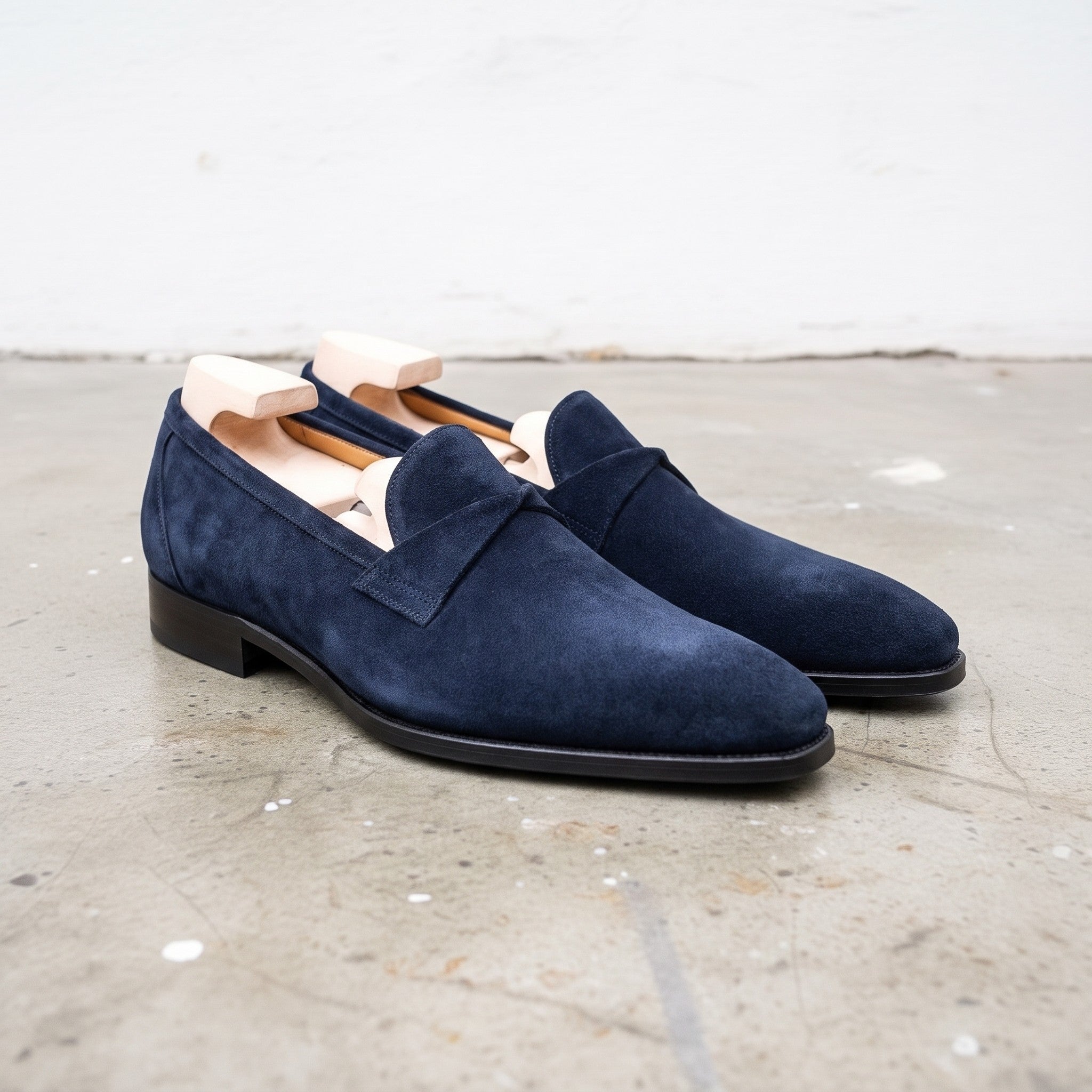 Men's Navy Blue Suede Loafers — Hamley — Hamley