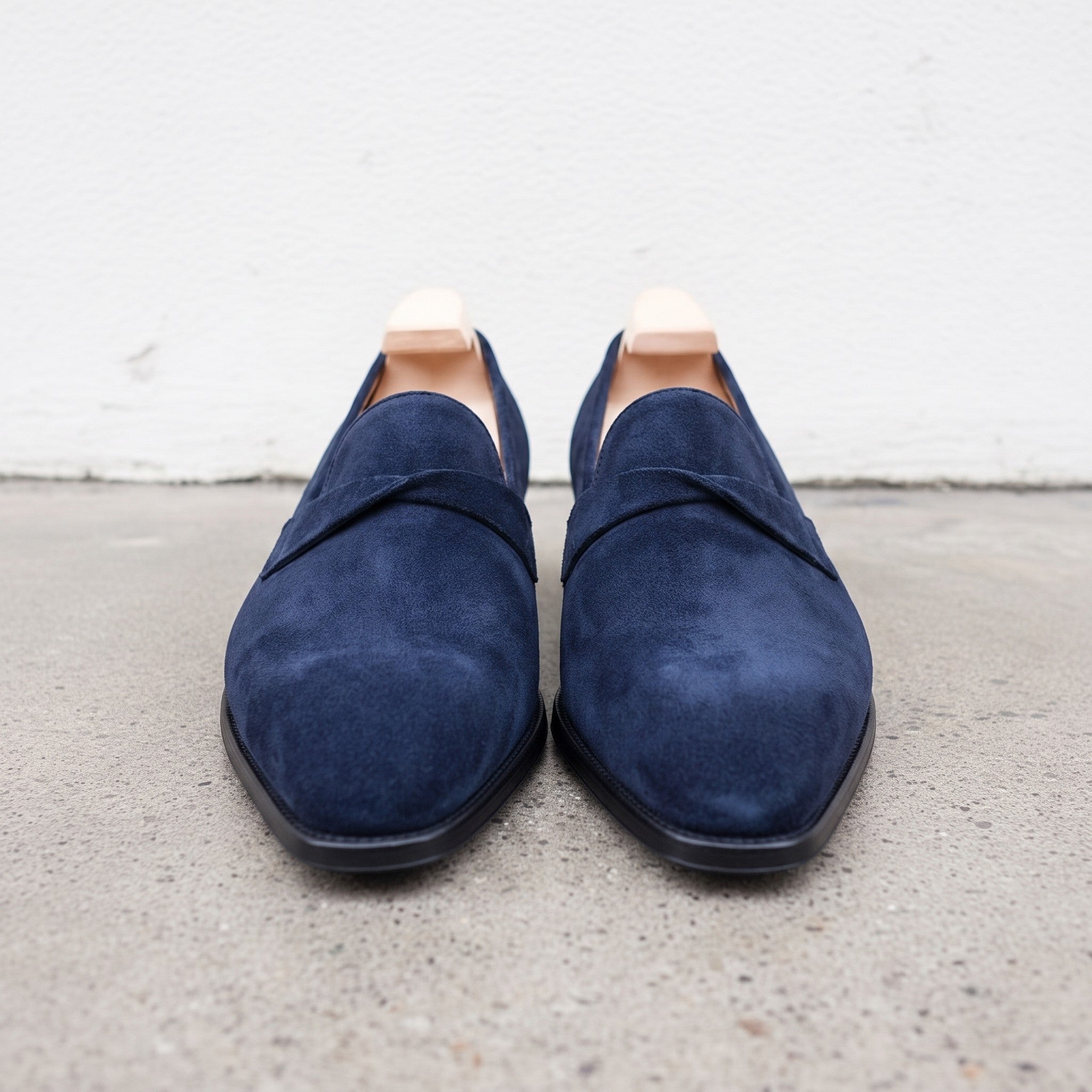 Men's Navy Blue Suede Loafers — Hamley — Hamley