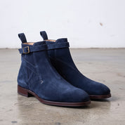 Men's Navy Blue Suede Jodhpur Boots — Newcastle