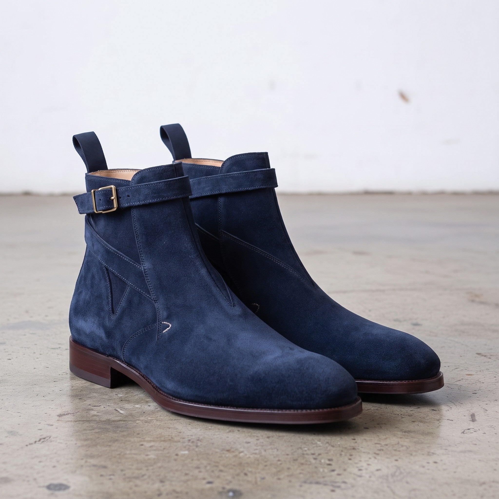 Men's Navy Blue Suede Jodhpur Boots — Newcastle