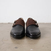 Men's Black and Brown Leather Double Monk Strap Shoes — Farrant