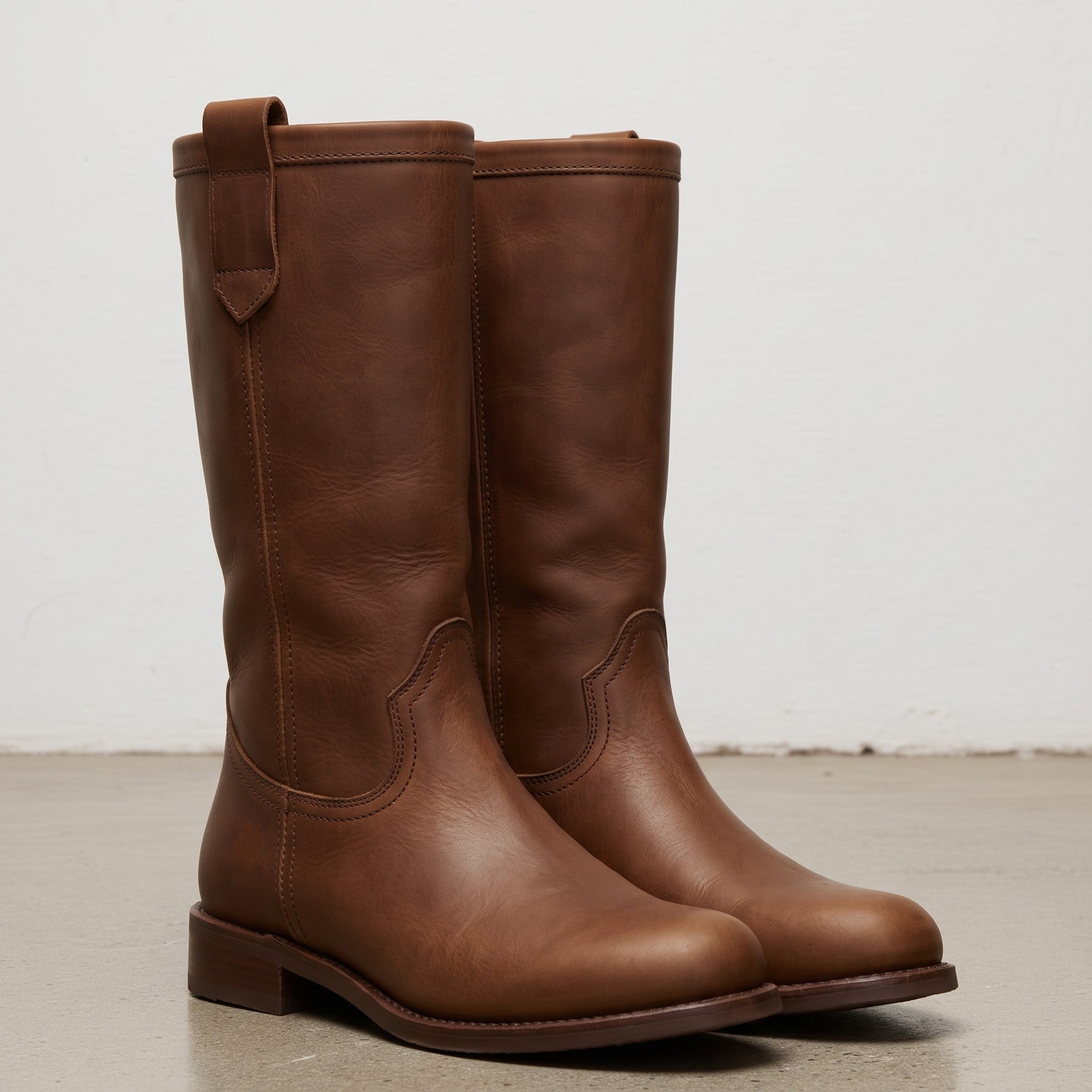 Women's Brown Round-Toe Leather Mid-Calf Western Boots — Fairfax — Fairfax