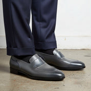 Men's Slate Blue Apron-Toe Leather Moccasins — Millington — Millington