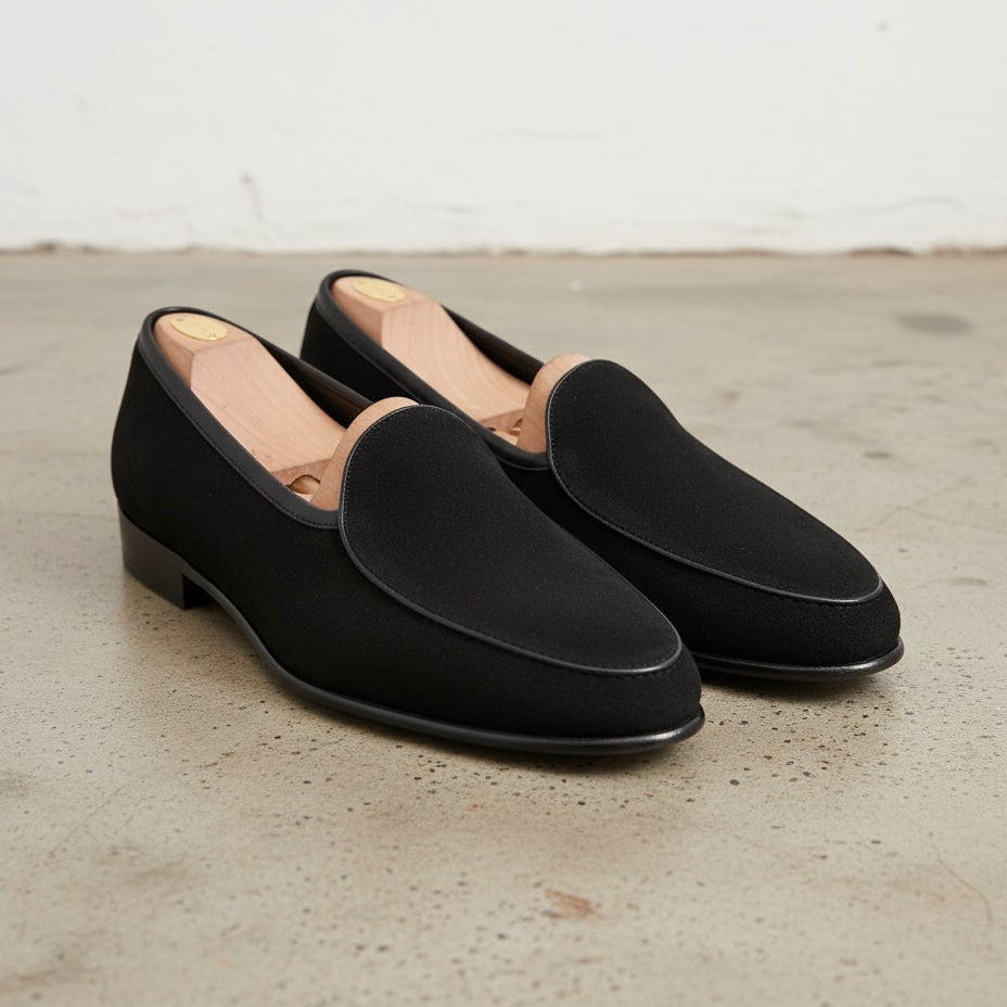 Men's Black Suede Penny Loafers — Risley — Risley