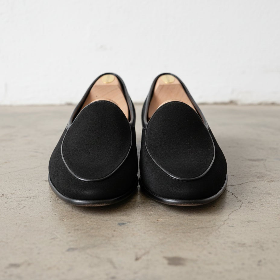 Men's Black Suede Penny Loafers — Risley — Risley