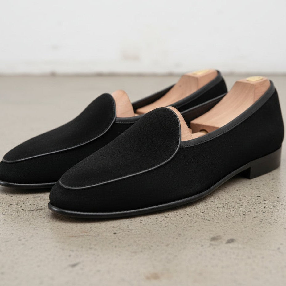 Men's Black Suede Penny Loafers — Risley — Risley