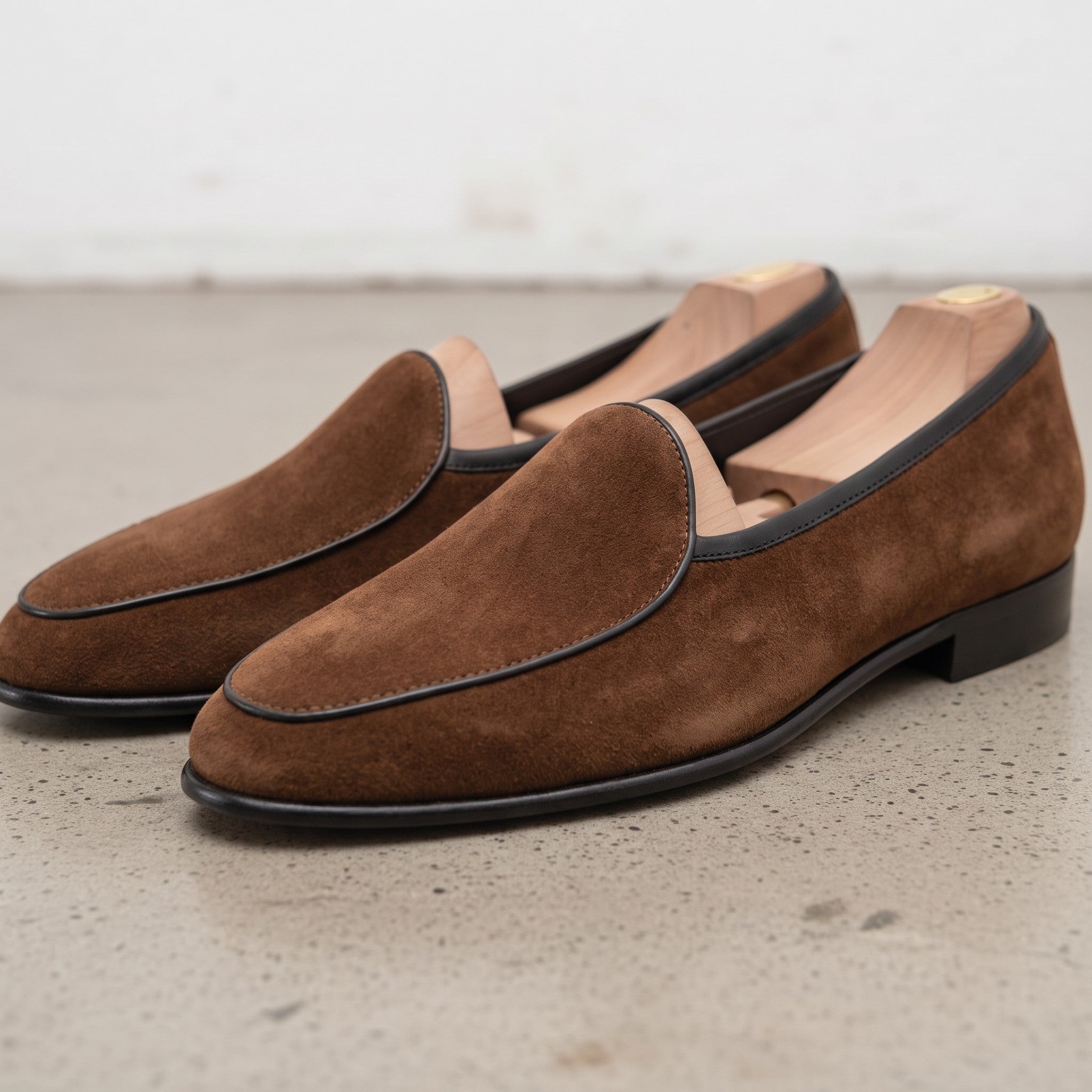 Men's Brown Suede Belgian Loafers — Risley — Risley