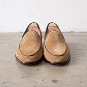 Men's Tan Suede Belgian Loafers — Risley