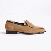 Men's Tan Suede Belgian Loafers — Risley