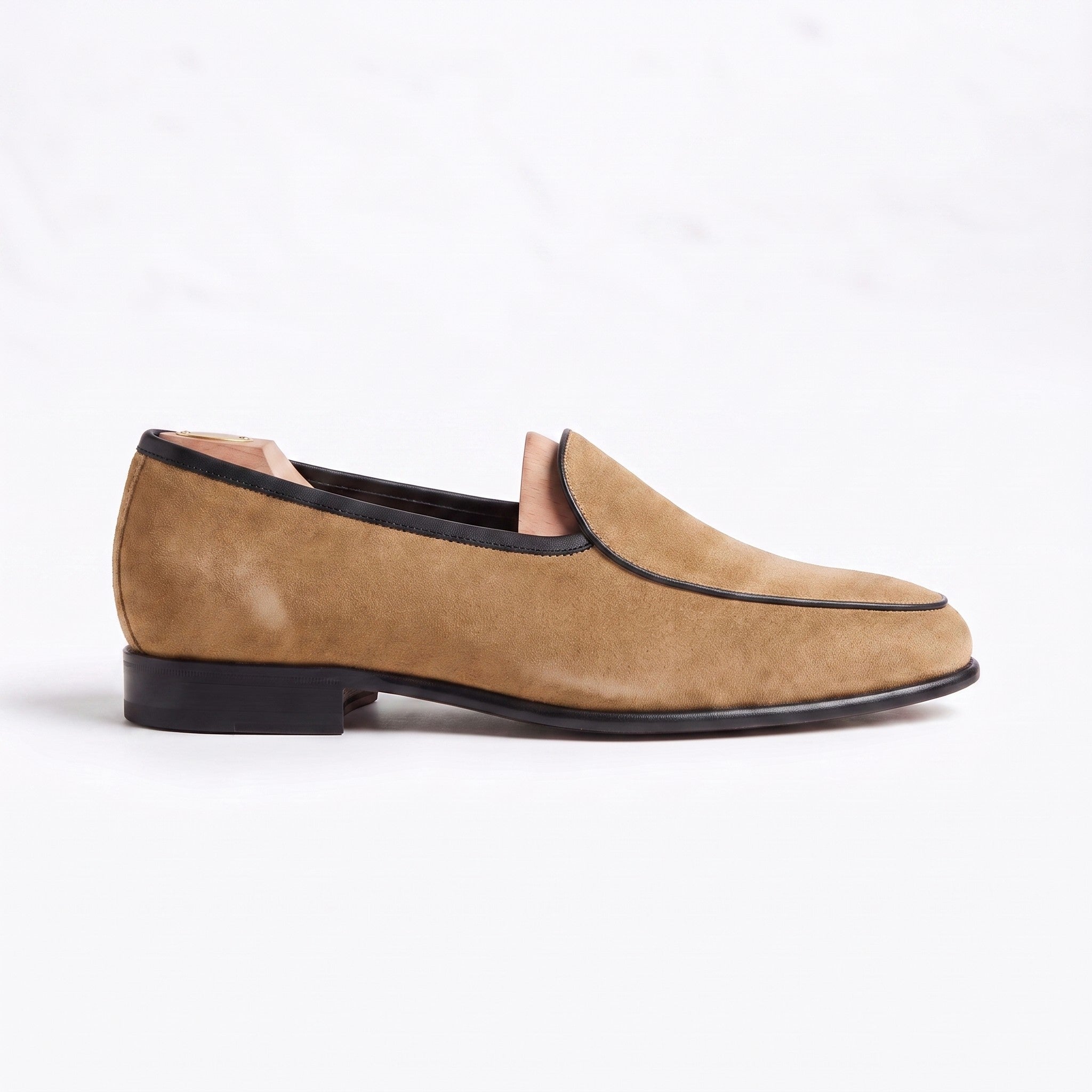 Men's Tan Suede Belgian Loafers — Risley