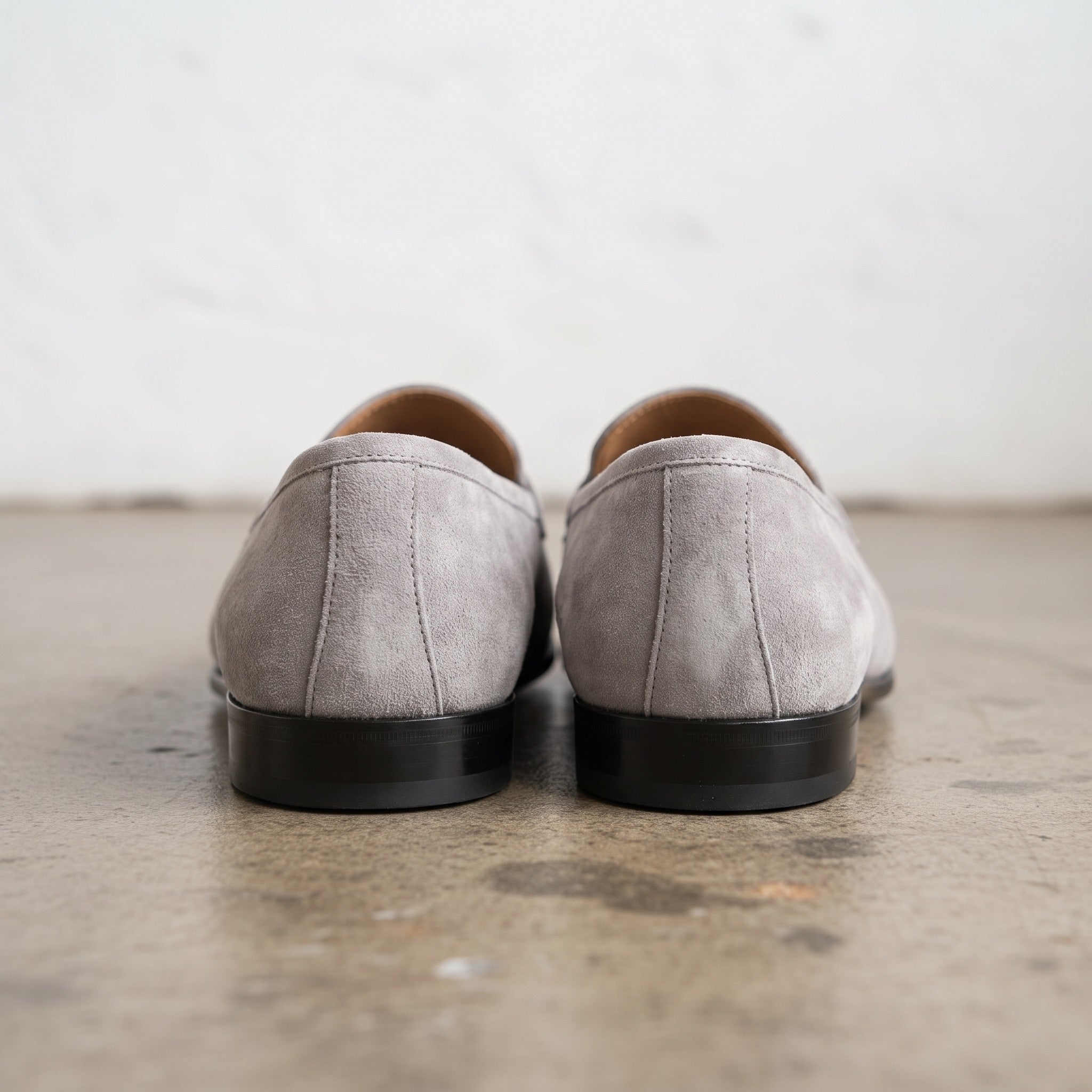 Men's Light Gray Suede Belgian Loafers — Risley