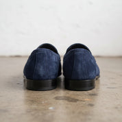 Men's Navy Blue Suede Belgian Loafers — Risley