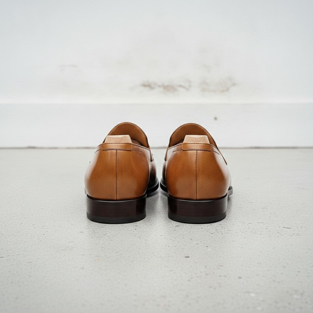 Men's Tan Crocodile-Embossed Leather Penny Loafers — Aitchison
