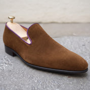 Men's Dark Brown Suede Belgian Loafers — Gosnell — Gosnell