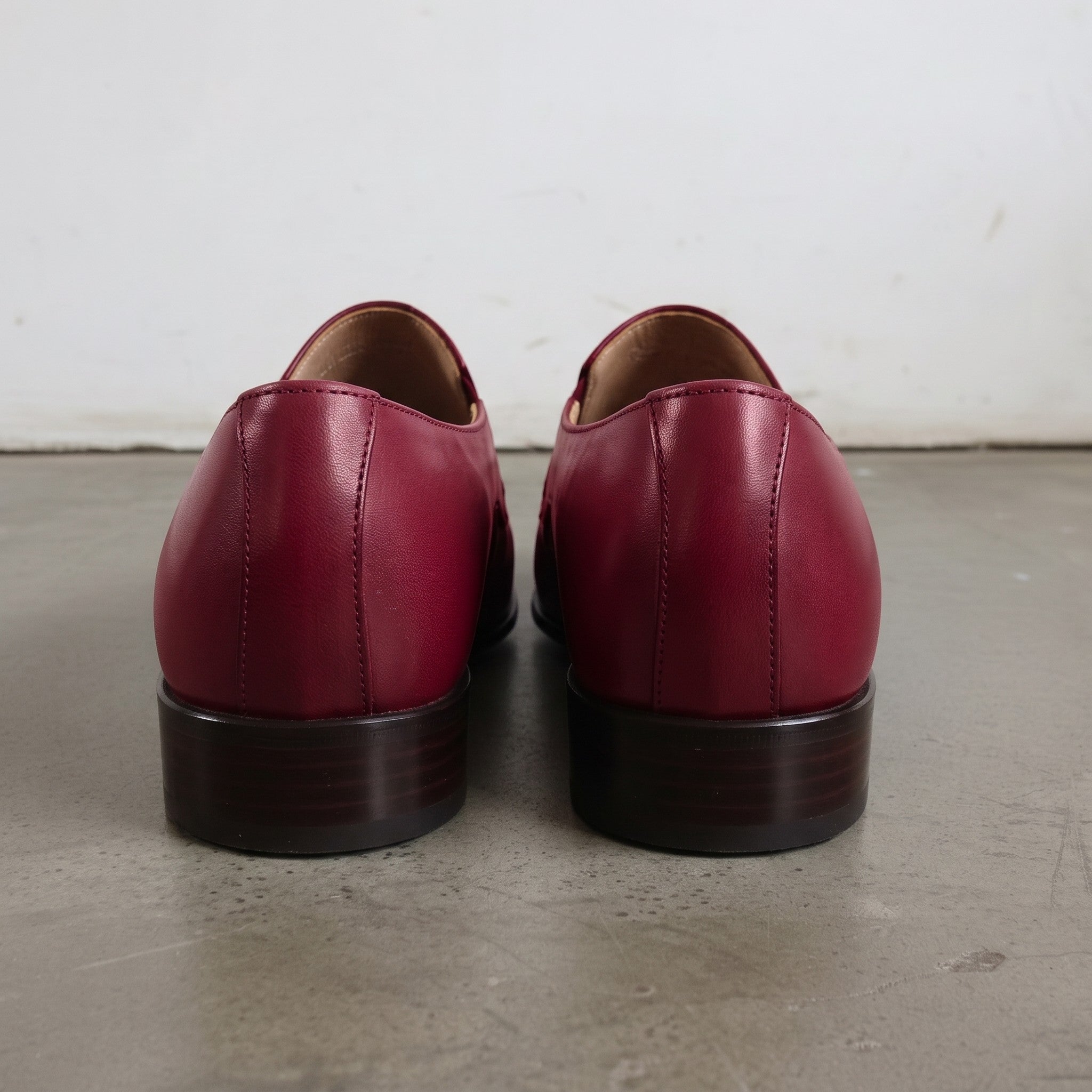 Men's Burgundy Plain-Toe Leather Loafers — Dunley