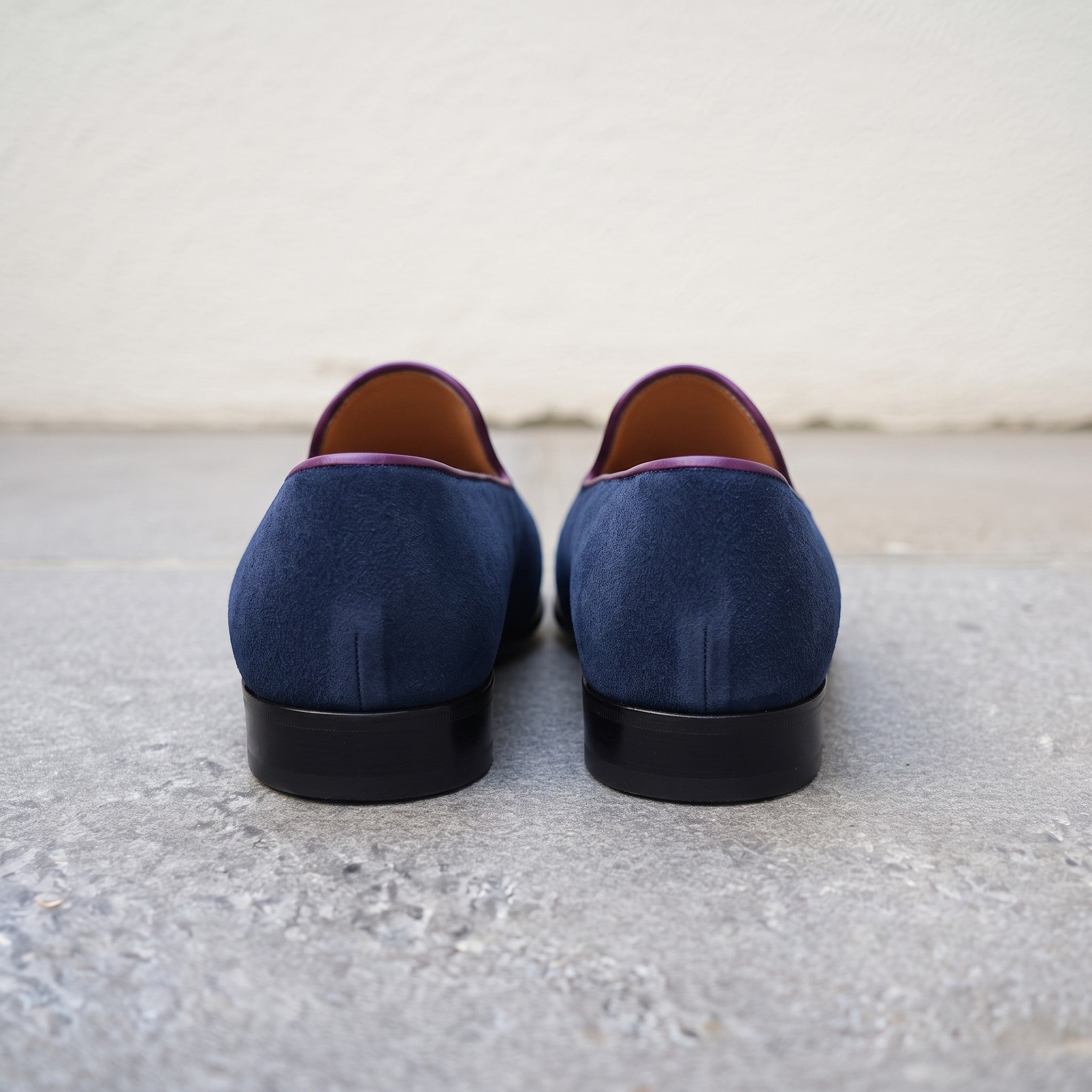 Men's Dark Navy Blue Suede Belgian Loafers — Gosnell