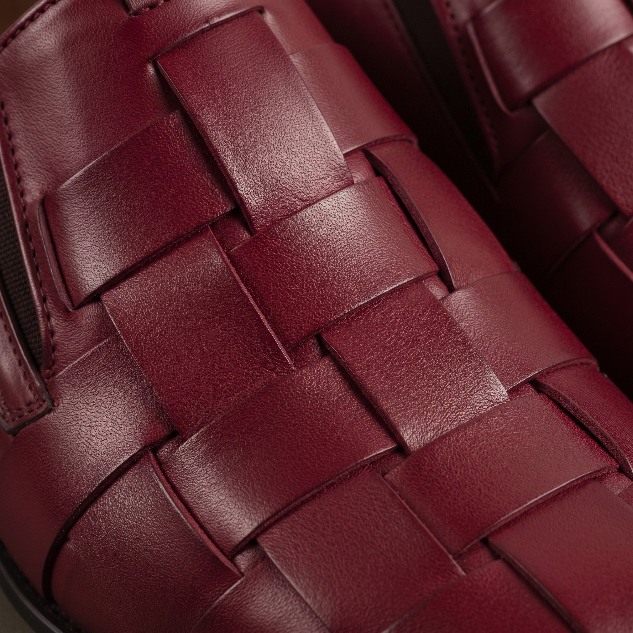 Men's Burgundy Plain-Toe Leather Loafers — Dunley