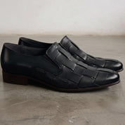 Men's Black Plain-Toe Leather Loafers — Dunley