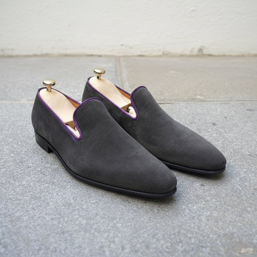 Men's Dark Grey Suede Moccasins — Gosnell — Gosnell