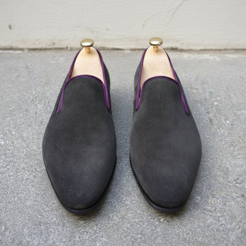 Men's Dark Grey Suede Moccasins — Gosnell — Gosnell