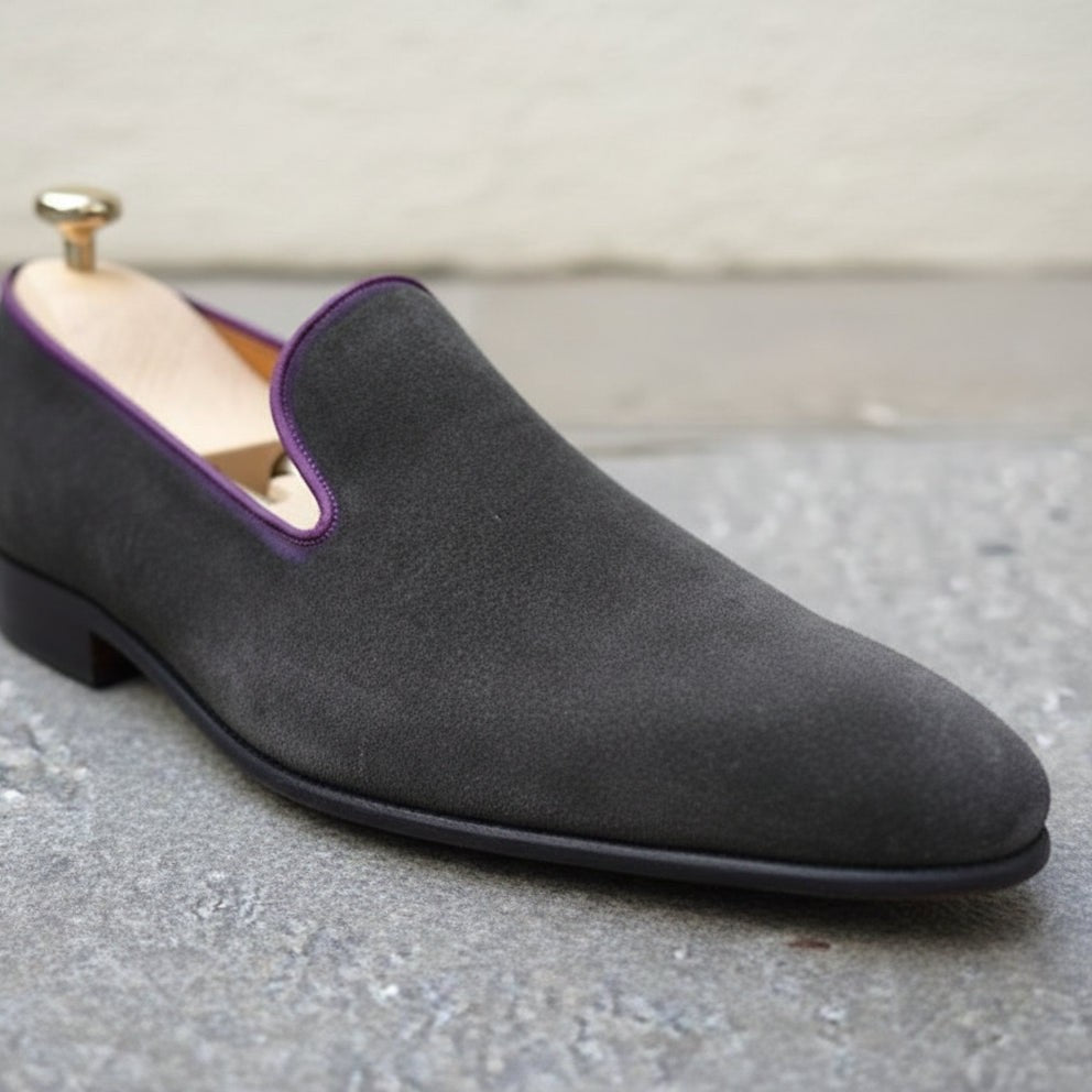 Men's Dark Grey Suede Moccasins — Gosnell — Gosnell
