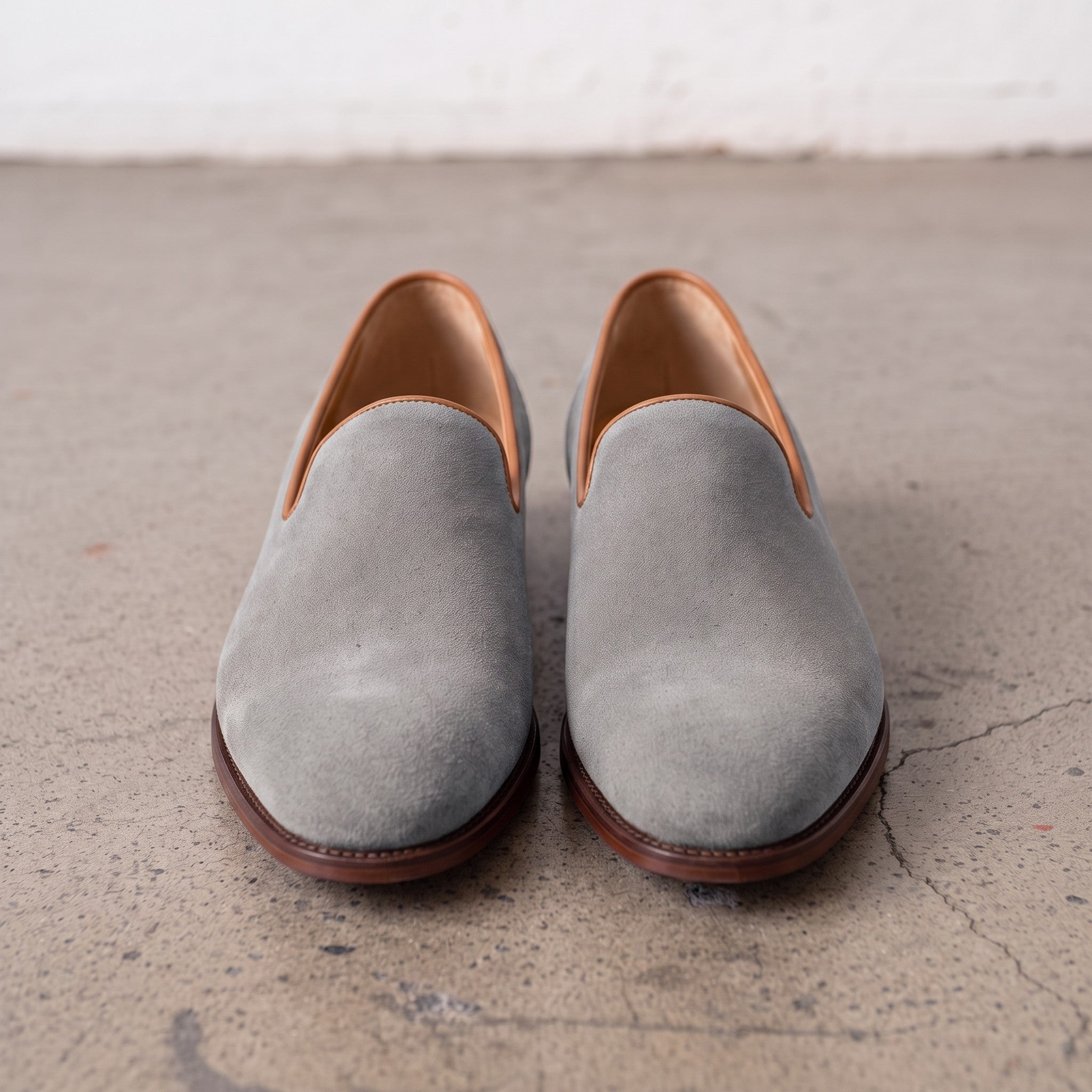 Men's Light Gray Suede Wholecut Loafers — Hanley