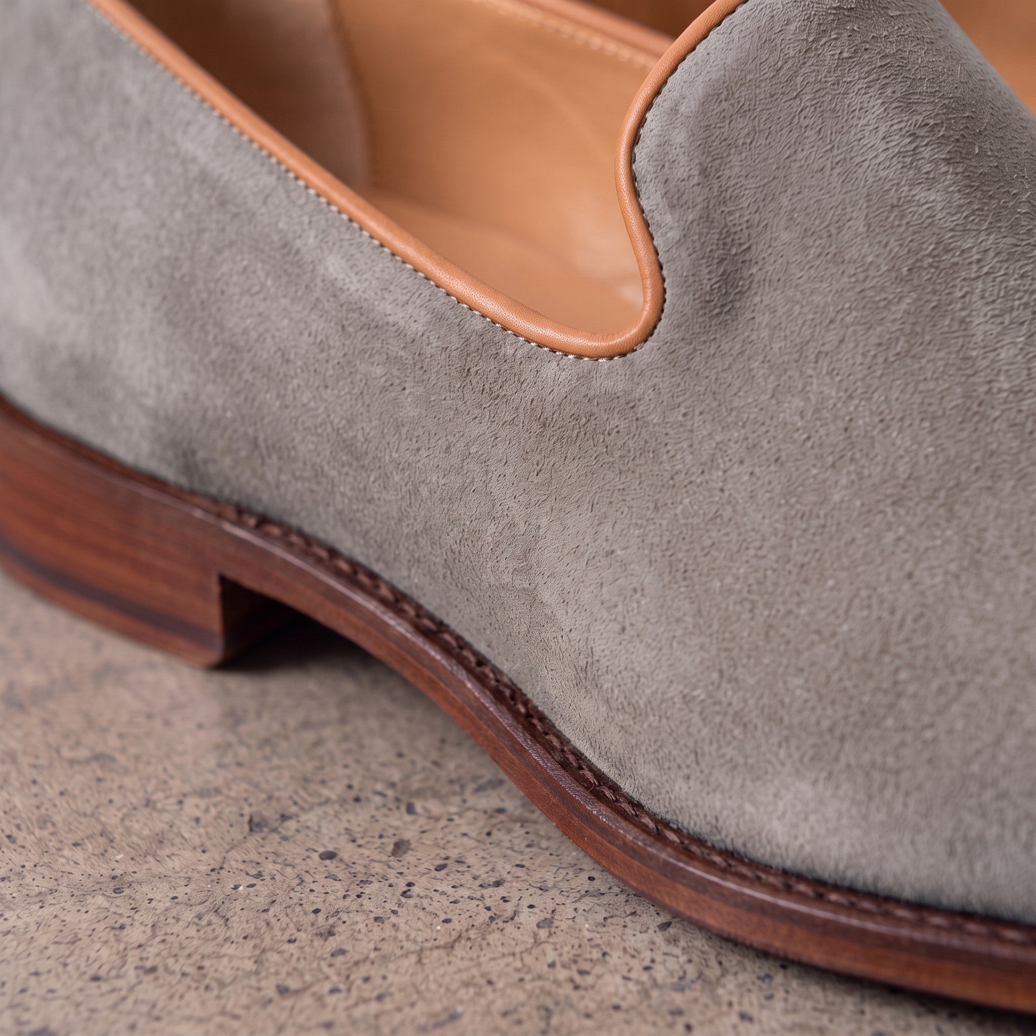 Men's Light Gray Suede Wholecut Loafers — Hanley