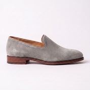 Men's Light Gray Suede Wholecut Loafers — Hanley