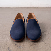 Men's Navy Blue Suede Wholecut Loafers — Hanley