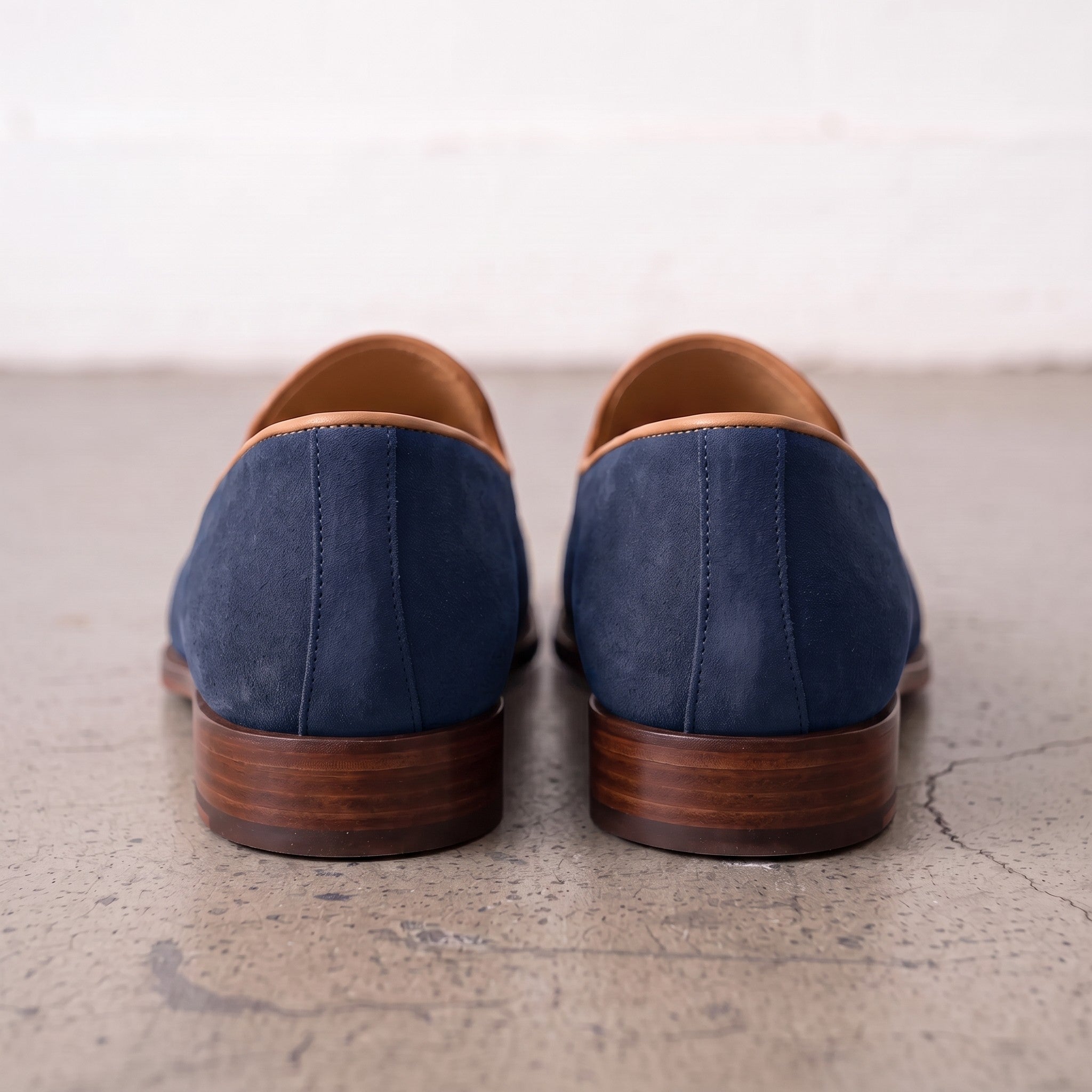 Men's Navy Blue Suede Wholecut Loafers — Hanley