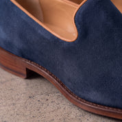 Men's Navy Blue Suede Wholecut Loafers — Hanley