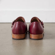 Men's Burgundy Cap-Toe Leather Double Monk Strap Shoes — Hitchley
