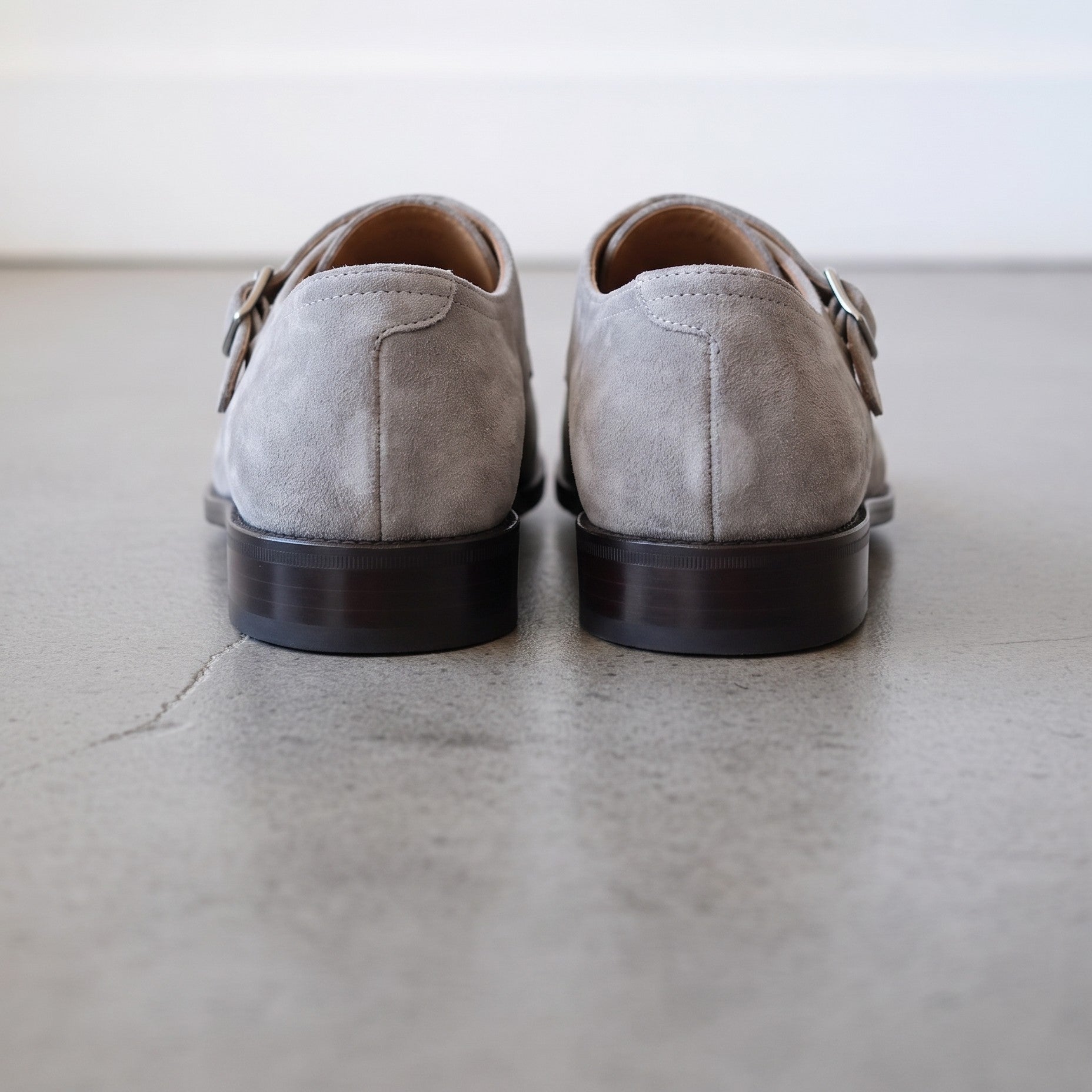 Men's Light Gray Suede Double Monk Strap Shoes — Dumfries