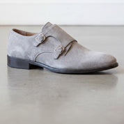 Men's Light Gray Suede Double Monk Strap Shoes — Dumfries