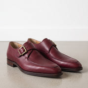 Men's Burgundy Apron-Toe Leather Monk Strap Shoes — Weaver — Weaver
