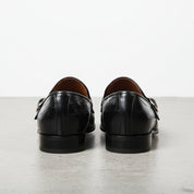 Men's Black Alligator-Embossed Leather Double Monk Strap Shoes — Austin — Austin
