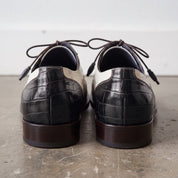 Men's Black and Off-White Crocodile-Embossed Leather Spectator Derby Shoes — Birkdale