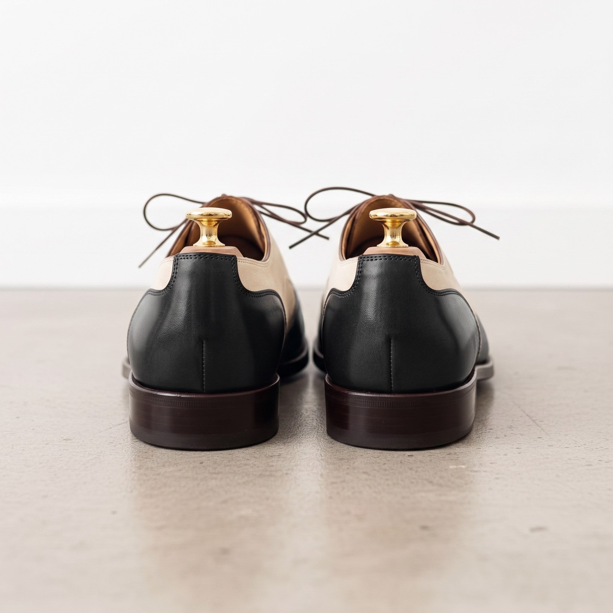 Men's Black and Cream Wingtip Leather Spectator Oxfords — Guildford