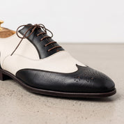 Men's Black and Cream Wingtip Leather Spectator Oxfords — Guildford