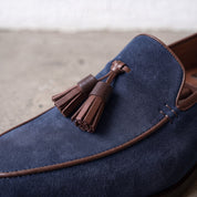 Men's Navy Blue Suede Tassel Loafers — Bilsdale — Bilsdale