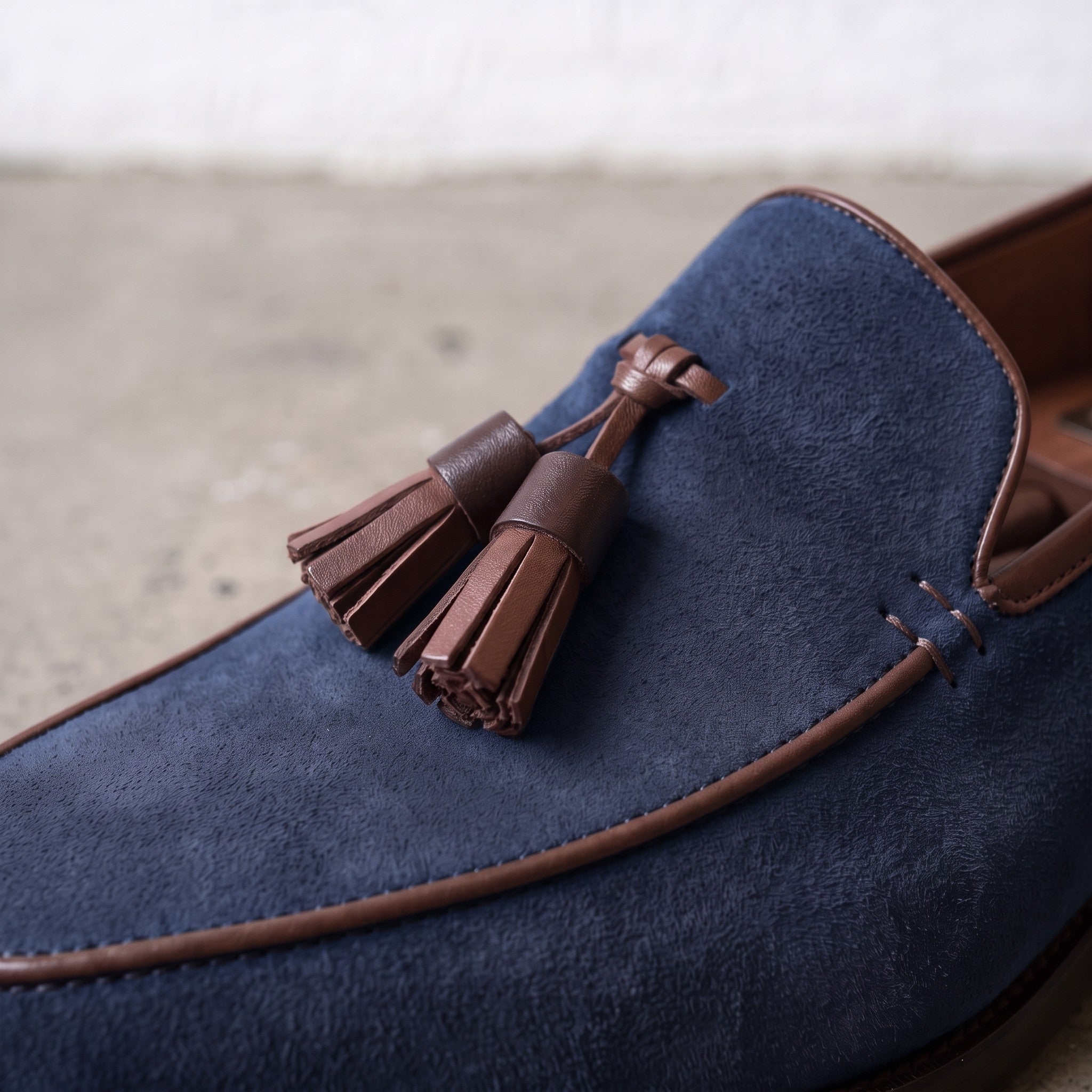 Men's Navy Blue Suede Tassel Loafers — Bilsdale — Bilsdale