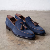 Men's Navy Blue Suede Tassel Loafers — Bilsdale — Bilsdale