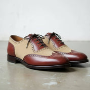 Men's Brown and Tan Wingtip Two-Tone Leather Spectator Oxfords — Bedale — Bedale
