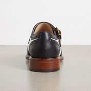 Men's White and Black Wingtip Leather Monk Strap Shoes — Clavering — Clavering