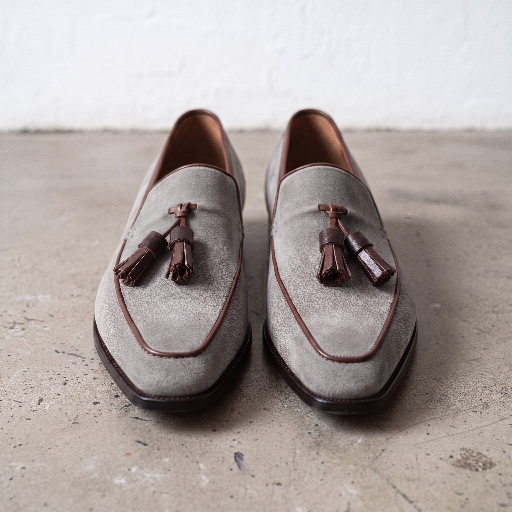 Men's Light Gray Suede Tassel Loafers — Bilsdale — Bilsdale